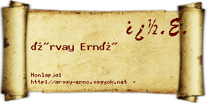 Árvay Ernő névjegykártya